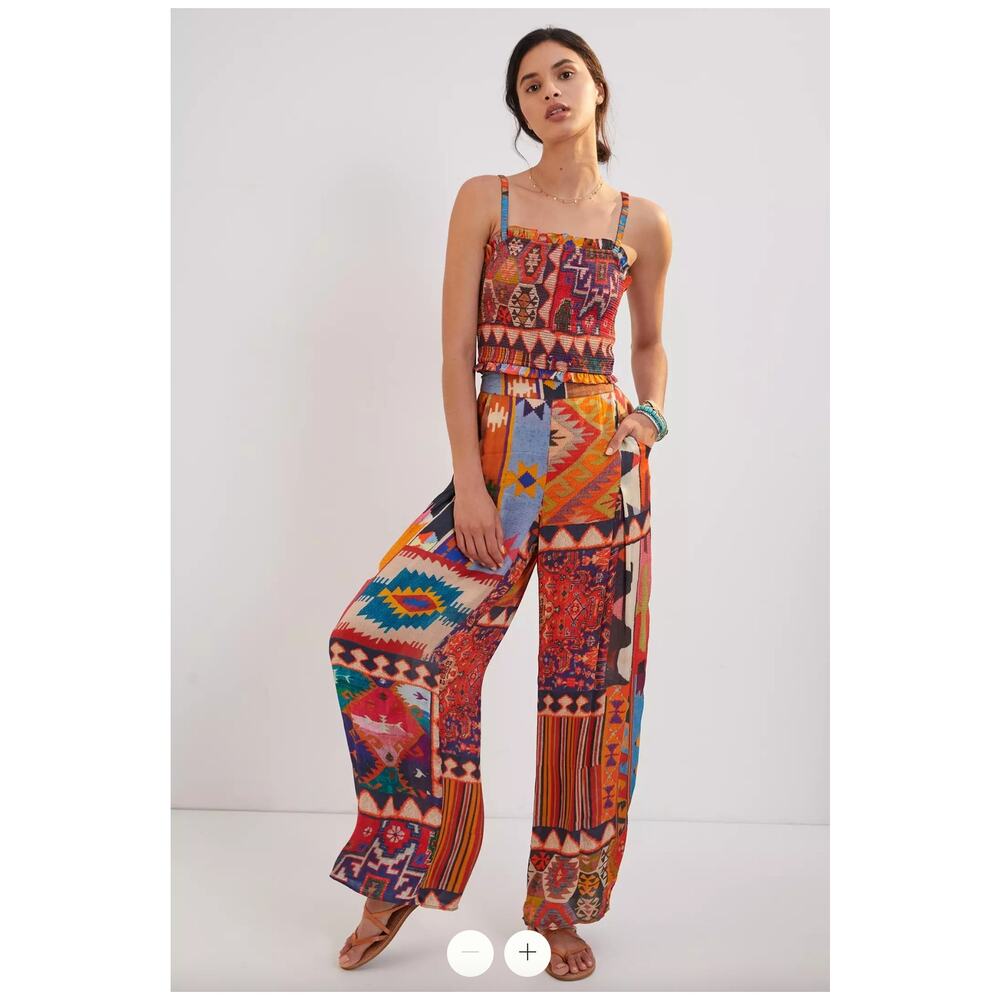 Anthropologie outfit set Lively Abstract Pant Set Ranna Gill SZ XS